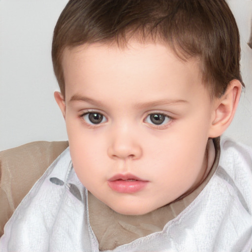 Neutral white child male with short  brown hair and brown eyes