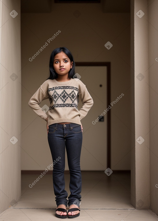 Nepalese child female with  black hair