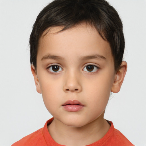 Neutral white child female with short  brown hair and brown eyes