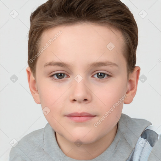 Neutral white child female with short  brown hair and brown eyes