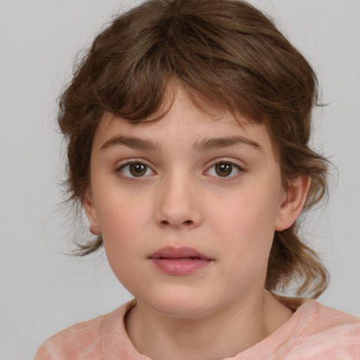 Neutral white child female with medium  brown hair and brown eyes