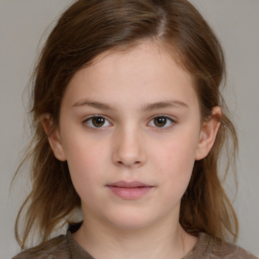 Neutral white child female with medium  brown hair and brown eyes