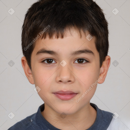 Neutral white child male with short  brown hair and brown eyes