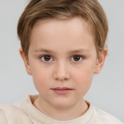 Neutral white child female with short  brown hair and brown eyes