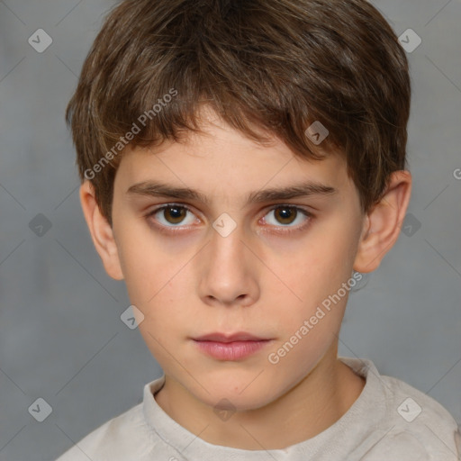 Neutral white child male with short  brown hair and brown eyes