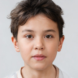 Neutral white child female with short  brown hair and brown eyes