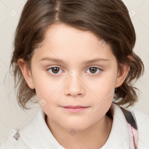 Neutral white child female with medium  brown hair and brown eyes