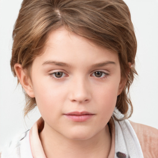 Neutral white child female with medium  brown hair and brown eyes