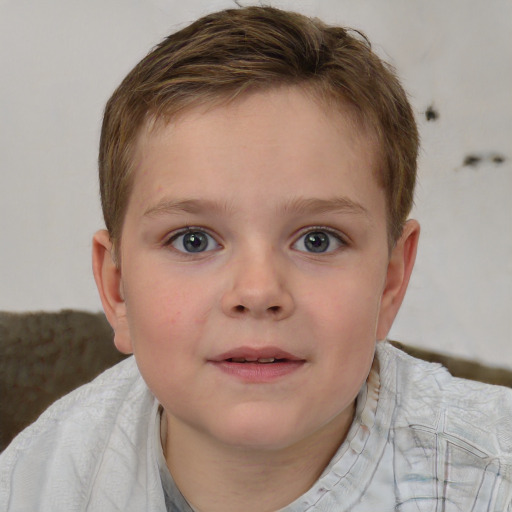 Neutral white child male with short  brown hair and brown eyes