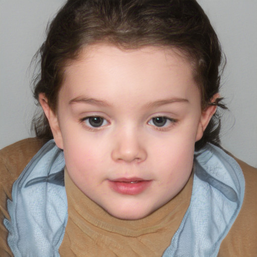 Neutral white child female with medium  brown hair and brown eyes