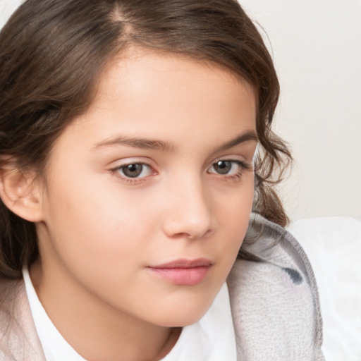 Neutral white child female with medium  brown hair and brown eyes