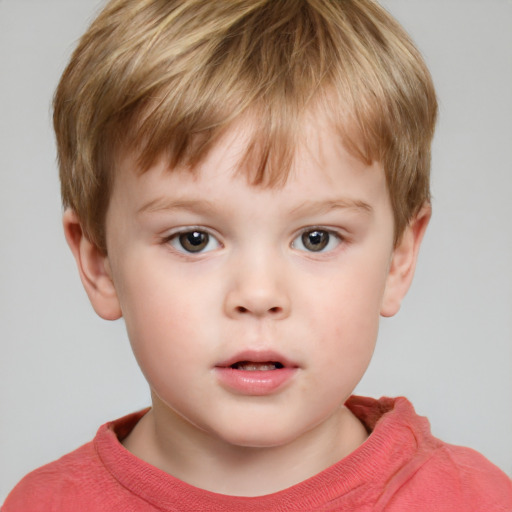 Neutral white child male with short  brown hair and grey eyes