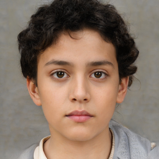 Neutral white child male with short  brown hair and brown eyes