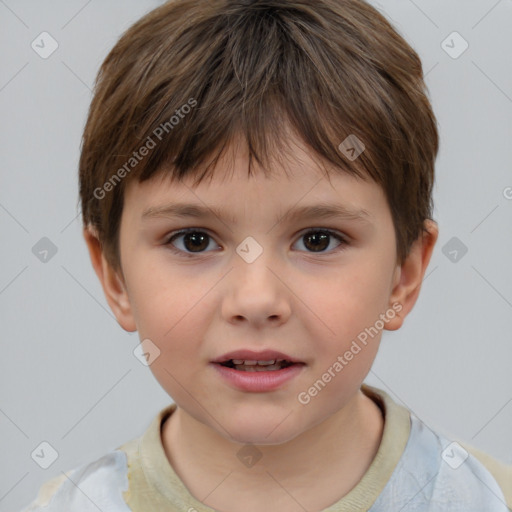 Neutral white child female with short  brown hair and brown eyes