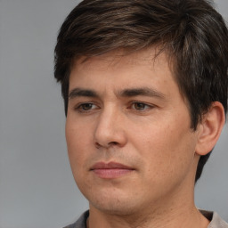 Neutral white adult male with short  brown hair and brown eyes