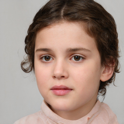 Neutral white child female with medium  brown hair and brown eyes