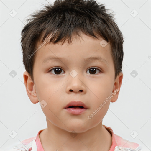 Neutral white child male with short  brown hair and brown eyes