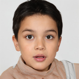 Neutral white child female with short  brown hair and brown eyes