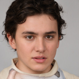 Neutral white young-adult male with medium  brown hair and brown eyes