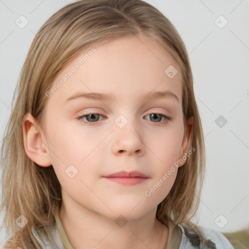 Neutral white child female with medium  brown hair and brown eyes