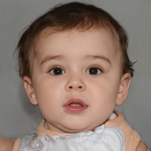 Neutral white child female with short  brown hair and brown eyes