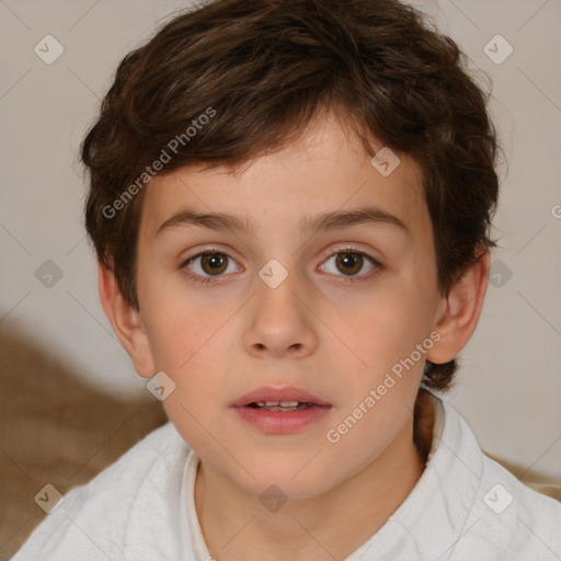 Neutral white child female with short  brown hair and brown eyes