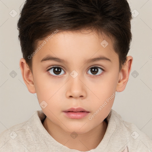 Neutral white child female with short  brown hair and brown eyes