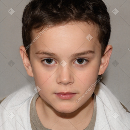 Neutral white child female with short  brown hair and brown eyes