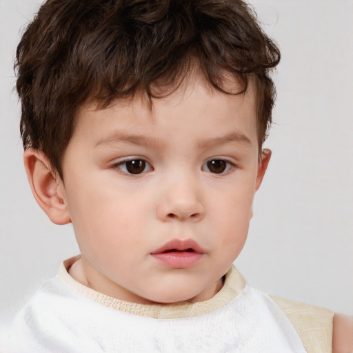 Neutral white child male with short  brown hair and brown eyes