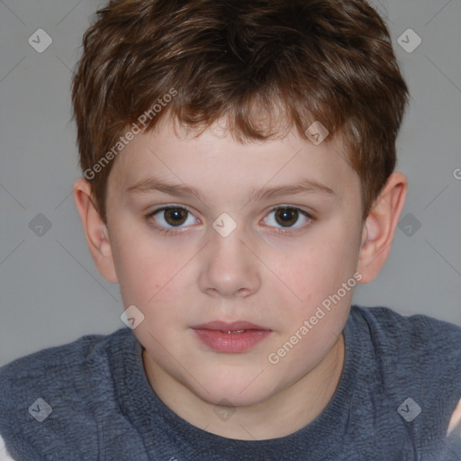 Neutral white child male with short  brown hair and brown eyes