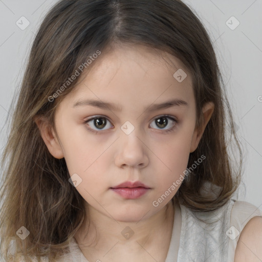 Neutral white child female with medium  brown hair and brown eyes