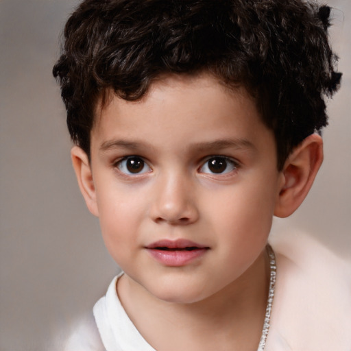 Neutral white child male with short  brown hair and brown eyes