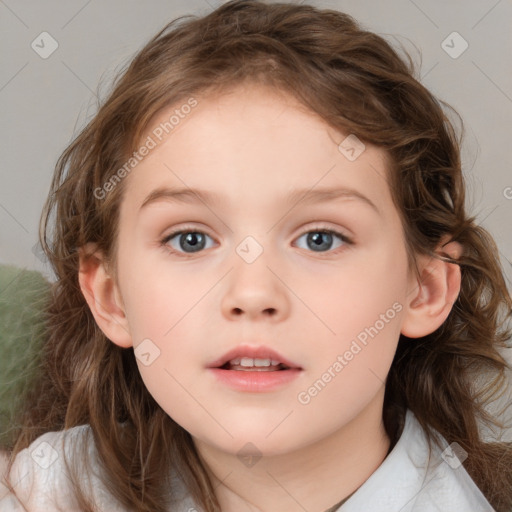 Neutral white child female with medium  brown hair and brown eyes