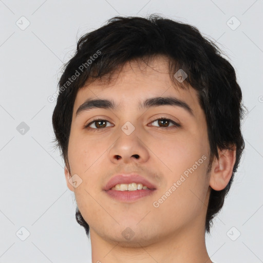 Neutral asian young-adult male with short  brown hair and brown eyes