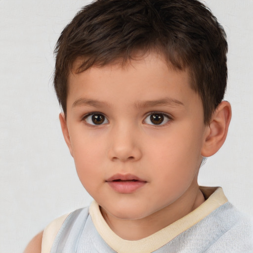 Neutral white child male with short  brown hair and brown eyes