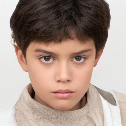 Neutral white child female with short  brown hair and brown eyes