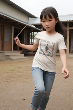 Mongolian child girl with  gray hair