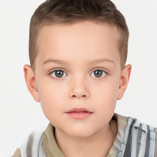 Neutral white child male with short  brown hair and brown eyes