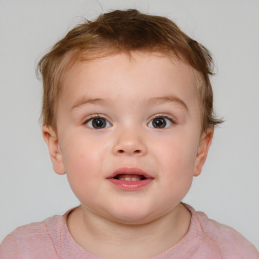 Neutral white child male with short  brown hair and brown eyes