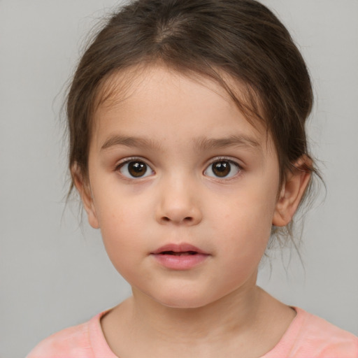 Neutral white child female with medium  brown hair and brown eyes