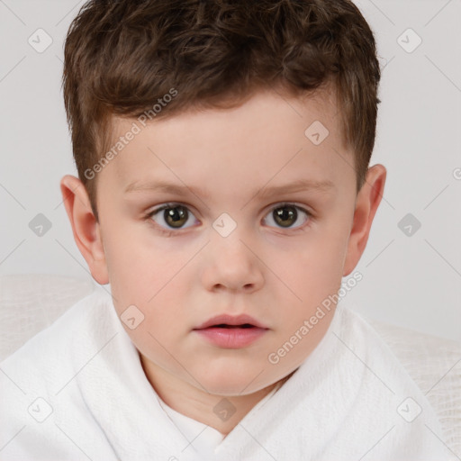 Neutral white child male with short  brown hair and brown eyes