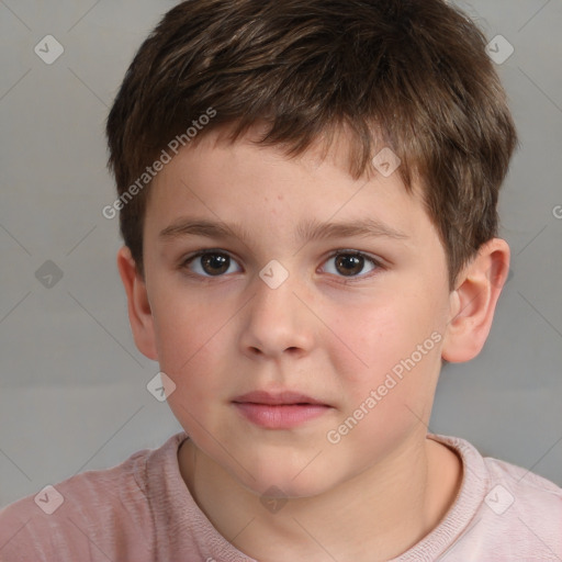 Neutral white child male with short  brown hair and brown eyes