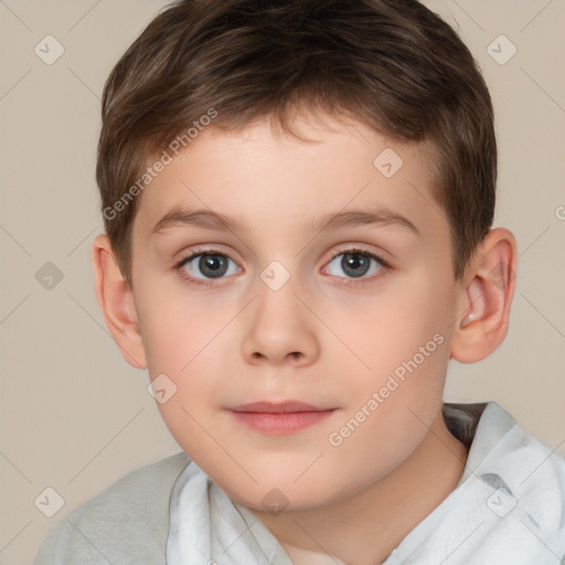 Neutral white child male with short  brown hair and brown eyes