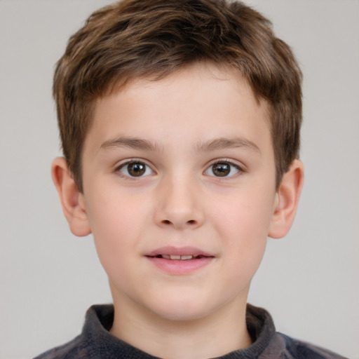 Neutral white child male with short  brown hair and brown eyes