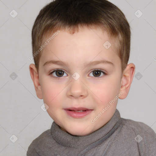 Neutral white child male with short  brown hair and brown eyes