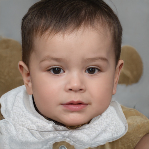 Neutral white child male with short  brown hair and brown eyes