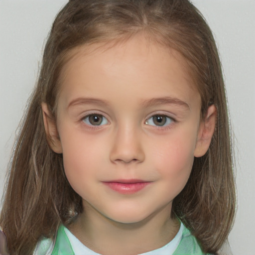 Neutral white child female with medium  brown hair and brown eyes