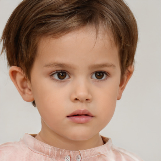 Neutral white child male with short  brown hair and brown eyes