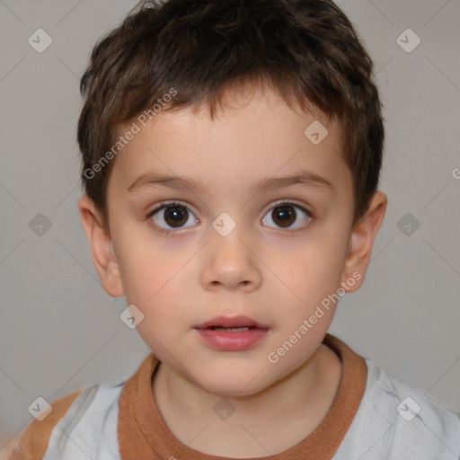 Neutral white child male with short  brown hair and brown eyes