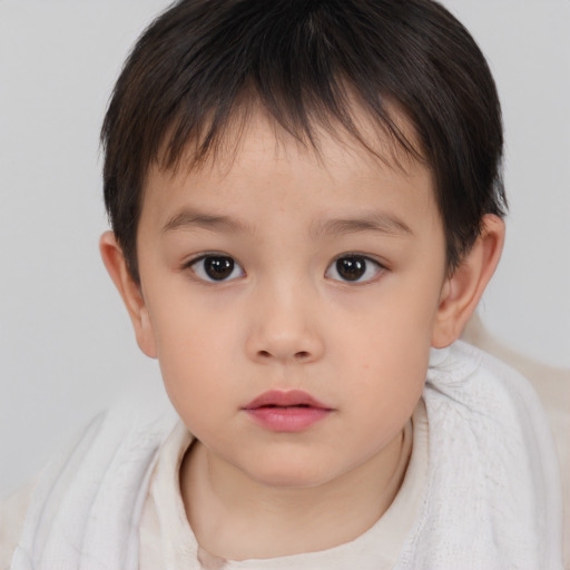 Neutral white child female with short  brown hair and brown eyes